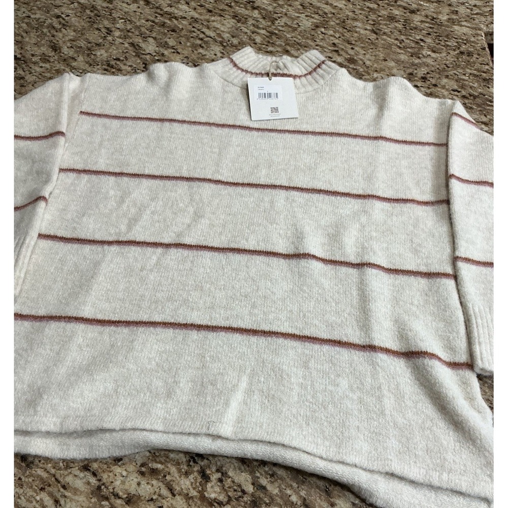 Mus & Bombon Eume Sweater Womens S Cream Striped Mock Neck NWT Made in Spain